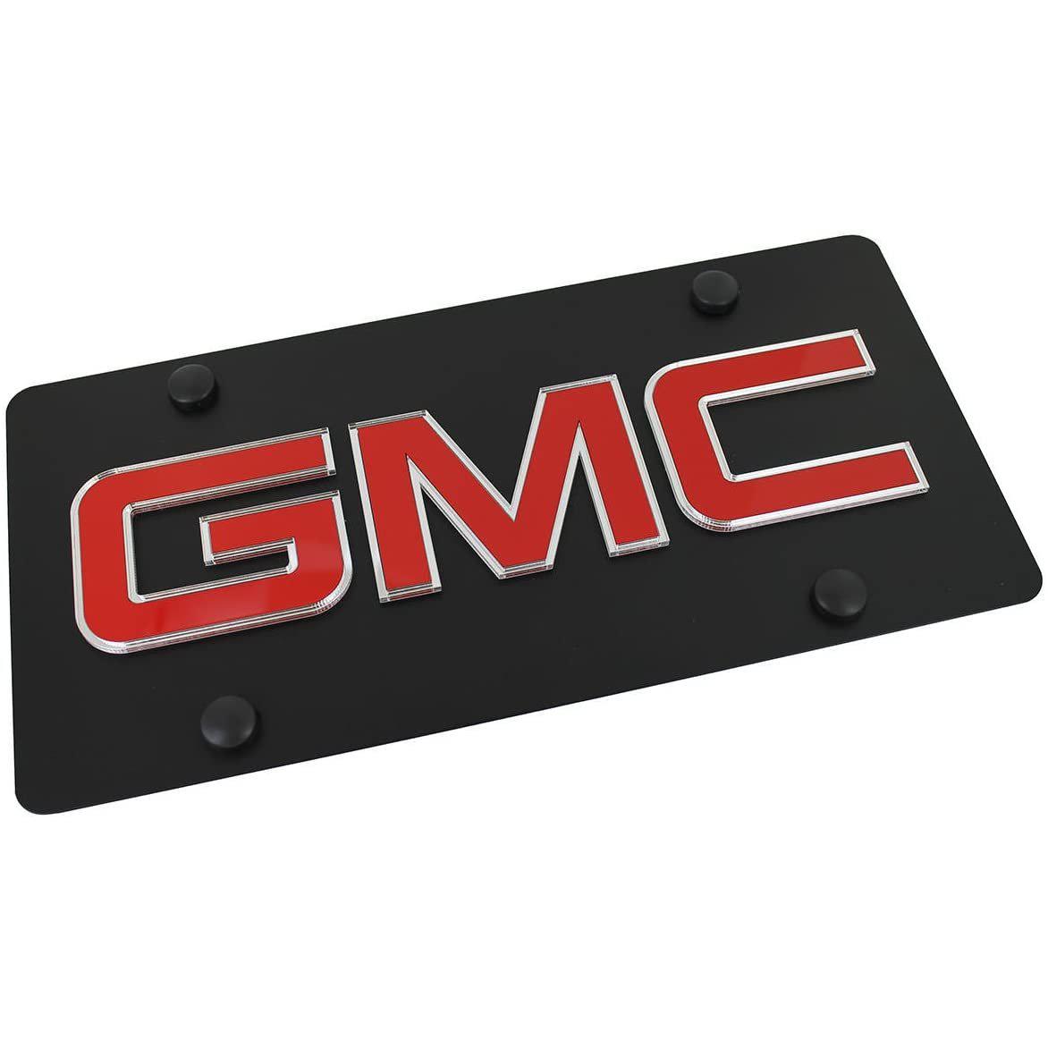 GMC License Plate - Black Steel with Red Logo-SR1 Performance