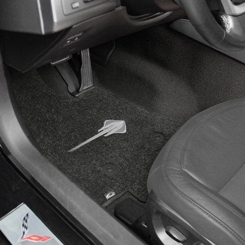 2014-2019 C7 Corvette Stingray Logo Floor Mats - Jet Black-SR1 Performance