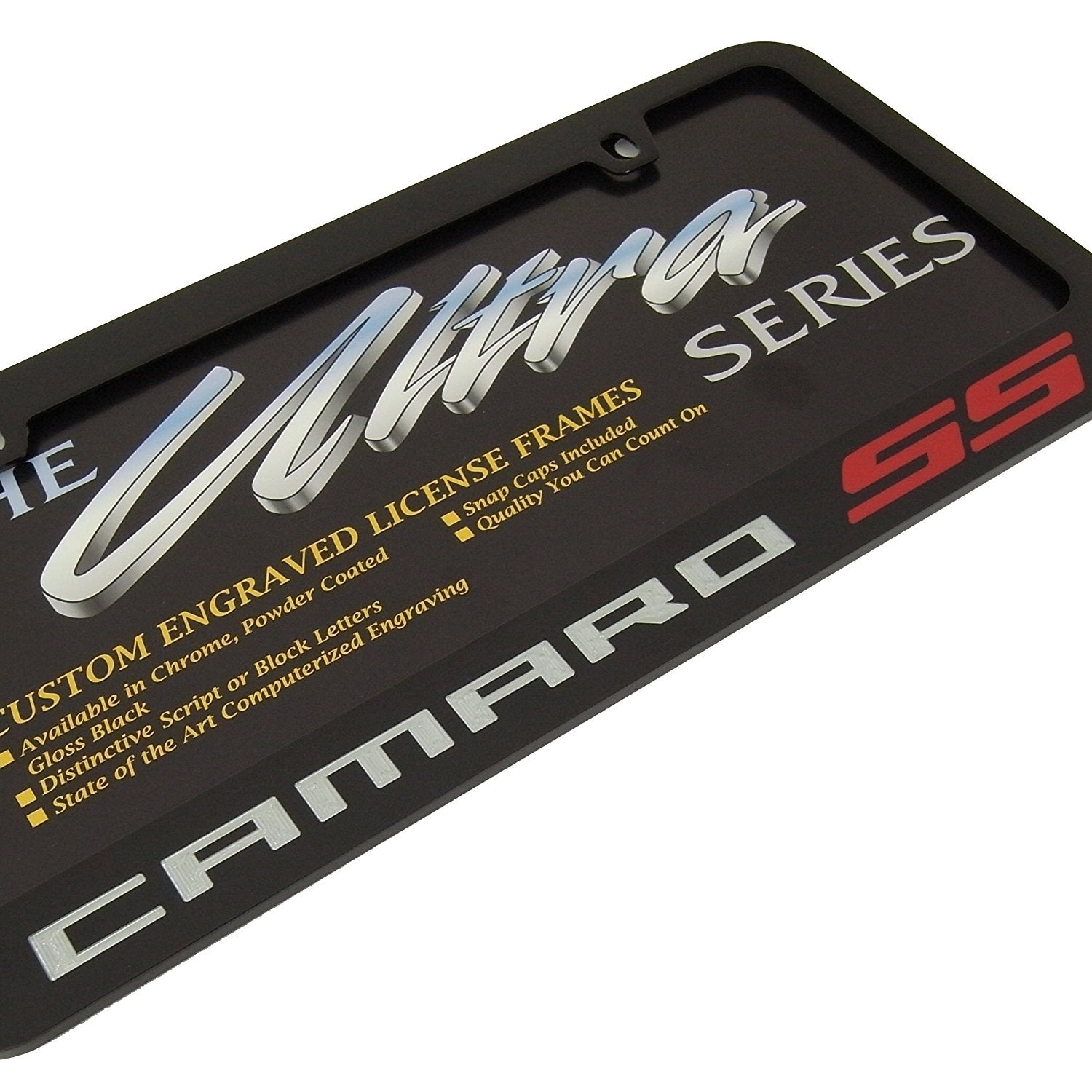 Camaro SS License Plate Frame - Black with Red SS-SR1 Performance