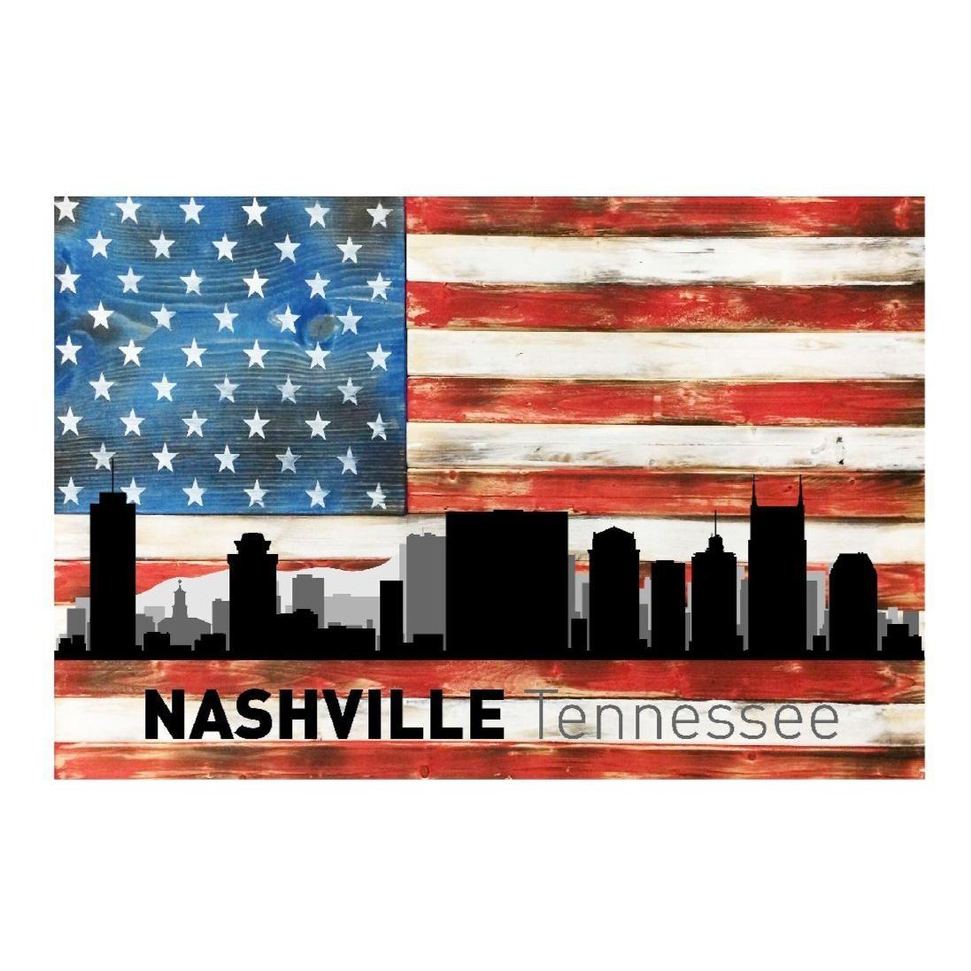 Chicago Illinois City Skyline USA Flag Metal Sign Home Decor - 12" x 8"-SR1 Performance
