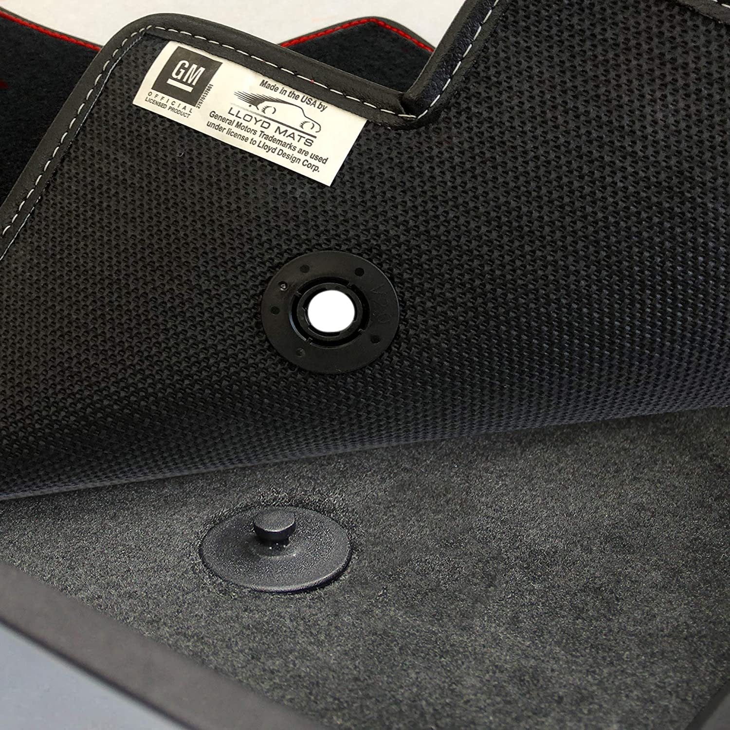 C8 Corvette Floor Mats - Ebony with Carbon Flags/Corvette Script & Red Binding-SR1 Performance