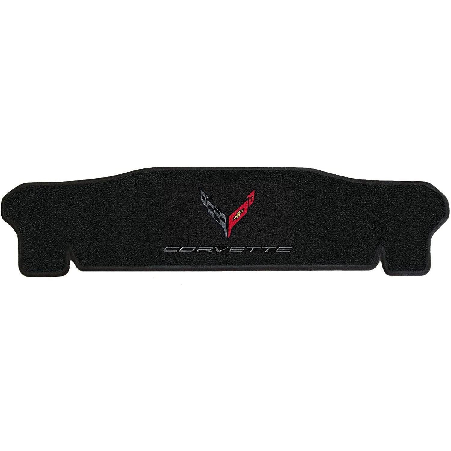 C8 Corvette Rear Cargo Mat - Ebony with Carbon Crossed Flags & Corvette Script : Coupe-SR1 Performance