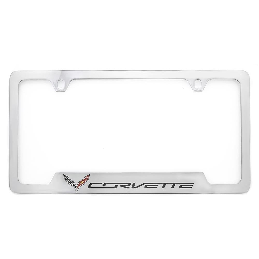 C7 Corvette Stingray Open Corner License Plate Frame - Chrome-SR1 Performance
