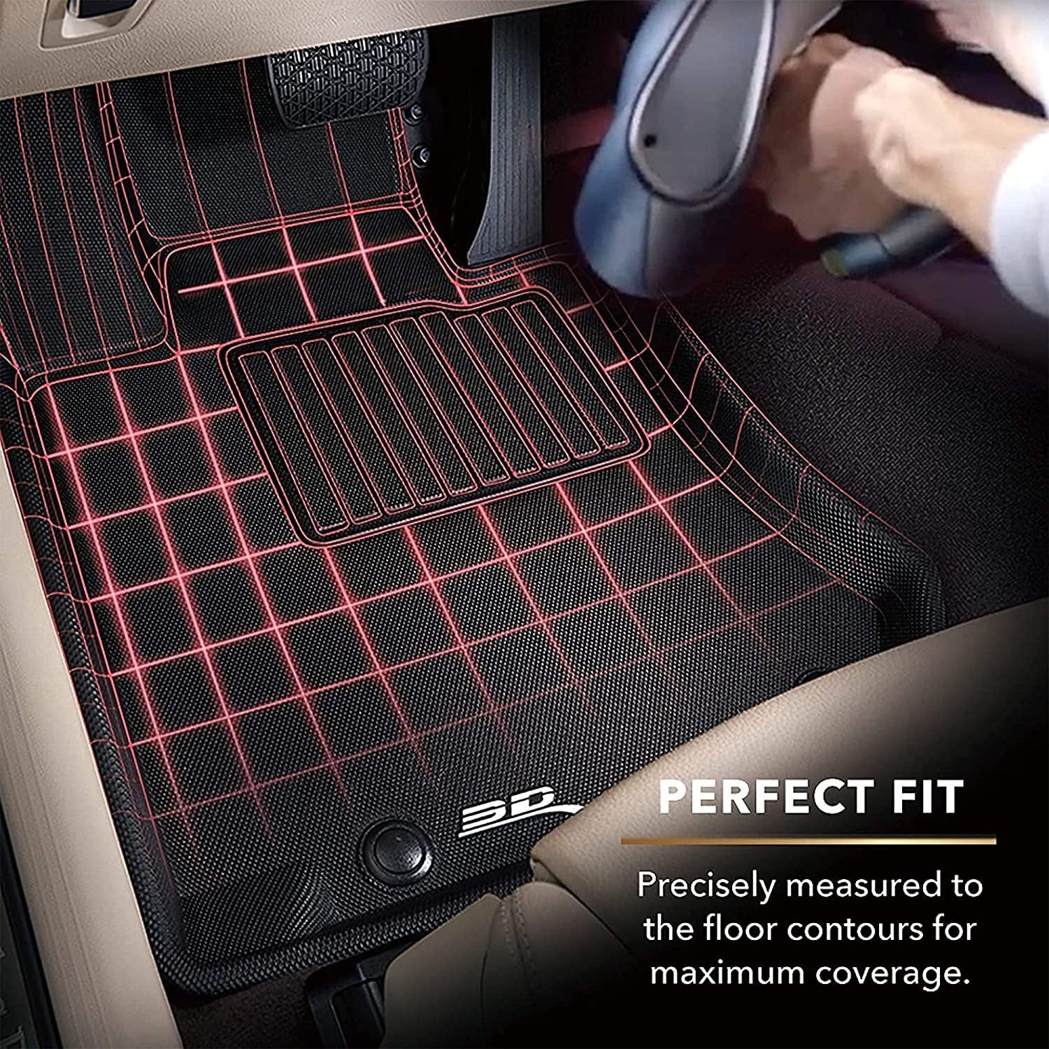 3D MAXpider All-Weather Floor Mats for Tesla Model X 5-Seater 2016-2022 Custom Fit Car Floor Liners, Kagu Series (1st & 2nd Row, Black)-SR1 Performance