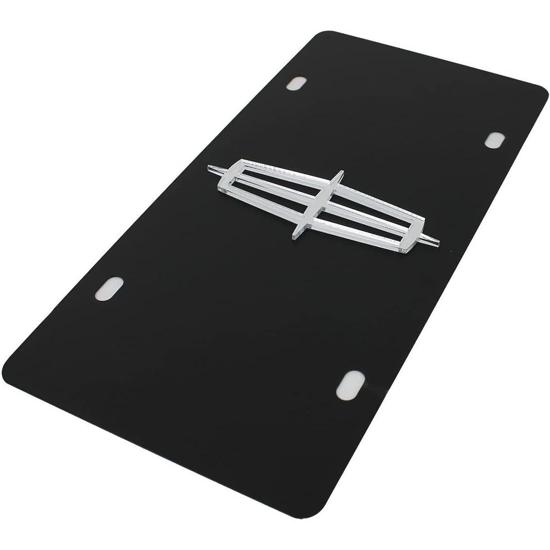 Lincoln Carbon Stainless Steel License Plate - Black with Mirrored Logo-SR1 Performance