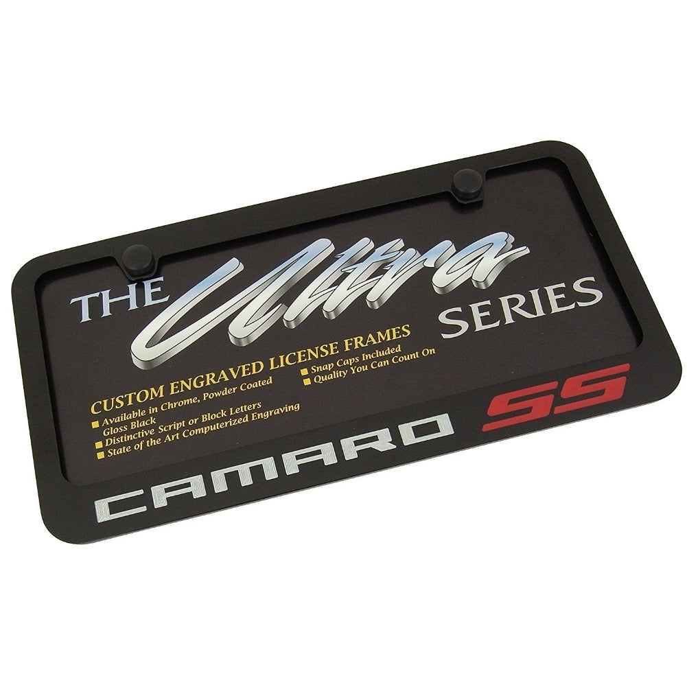 Camaro SS License Plate Frame - Black with Red SS-SR1 Performance