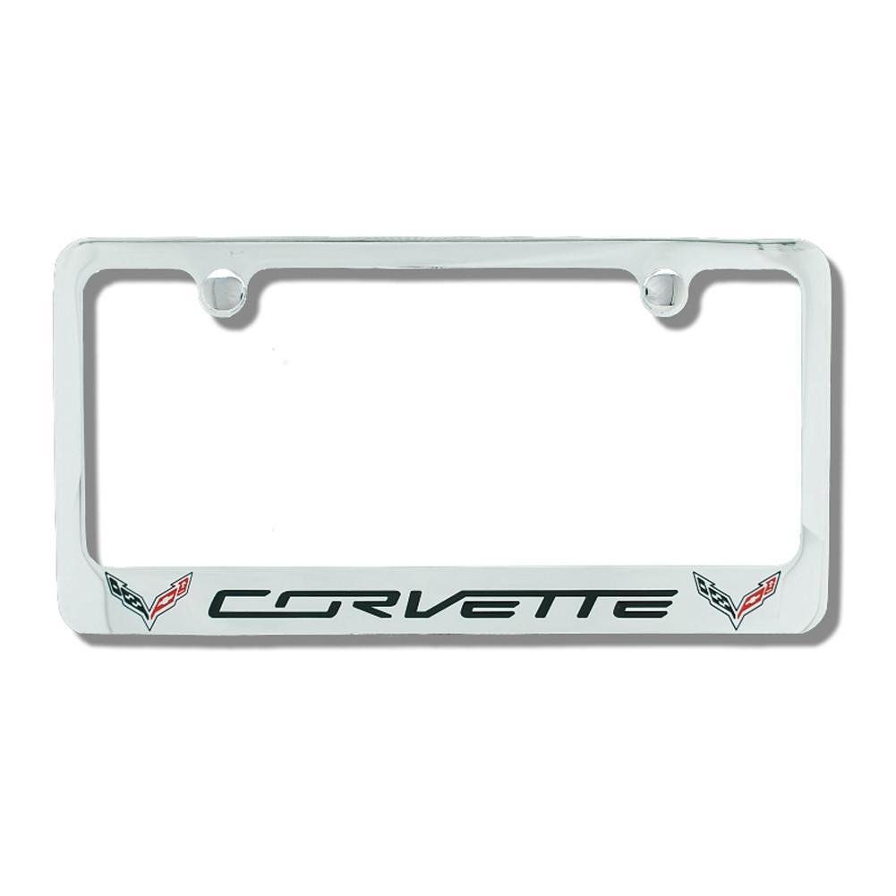 C7 Corvette License Plate Frame - Chrome with Double Logo & Script-SR1 Performance