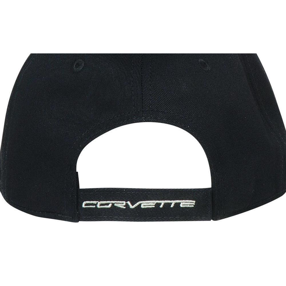 Corvette Logo Flag w/Stripe Hat/Cap - Black : C7 Grand Sport-SR1 Performance