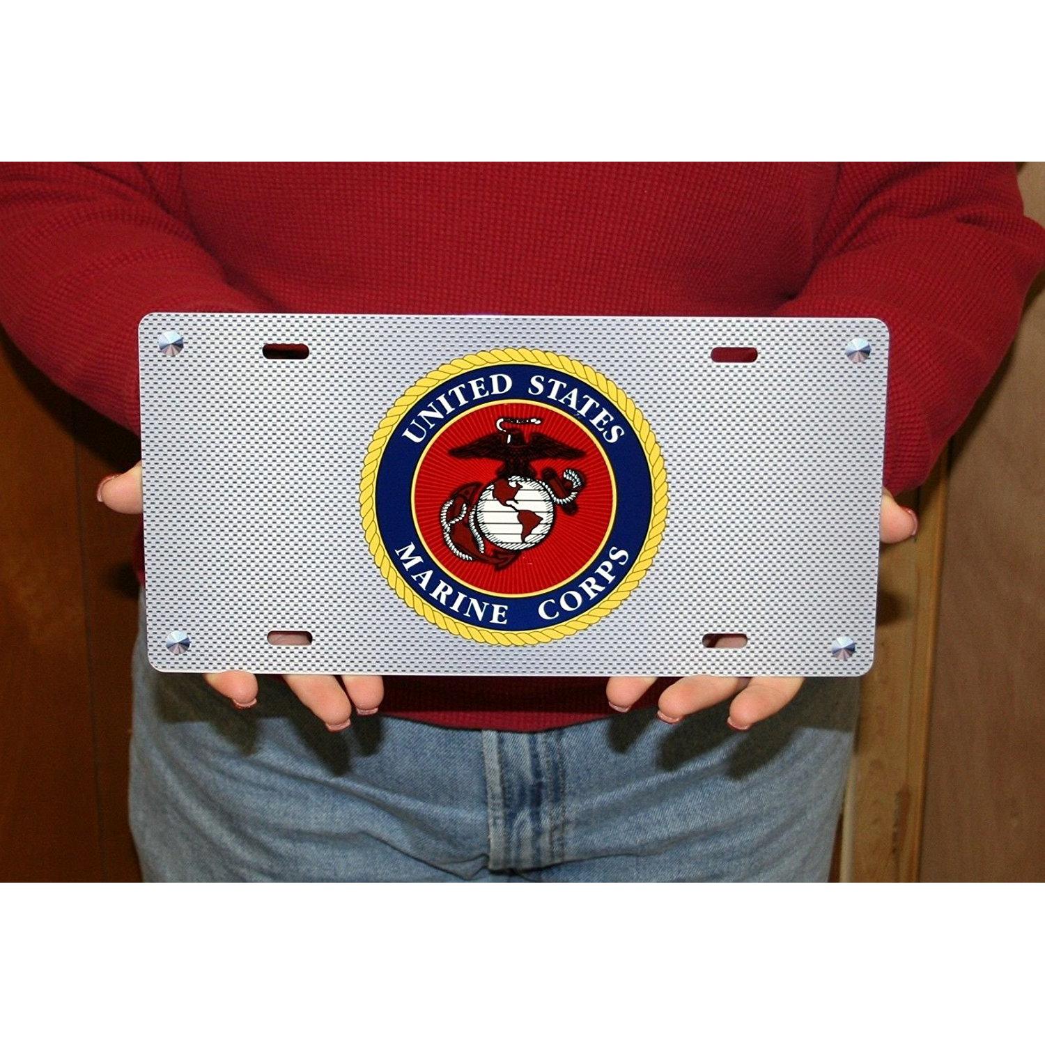 USMC License Plate - Silver-SR1 Performance