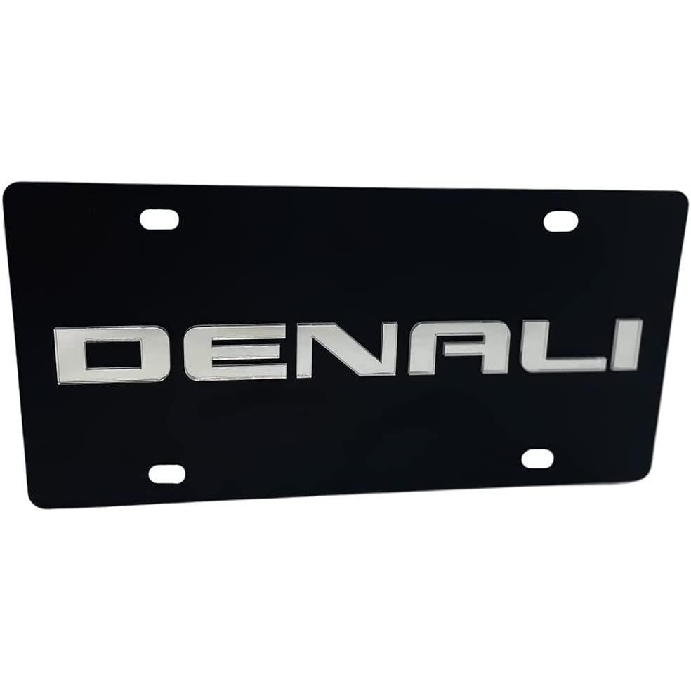 GMC Denali License Plate Carbon Steel Black with Mirror Logo-SR1 Performance