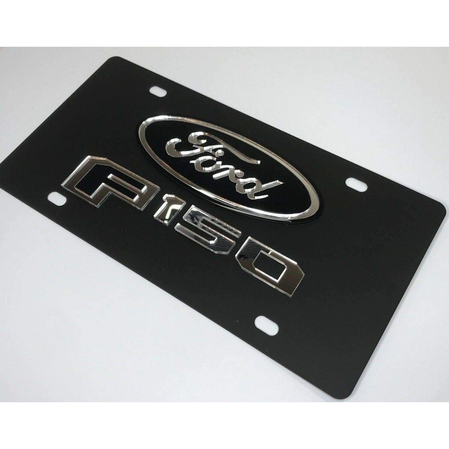 Ford F-150 License Plate - Black Carbon Steel with Mirrored Logo-SR1 Performance