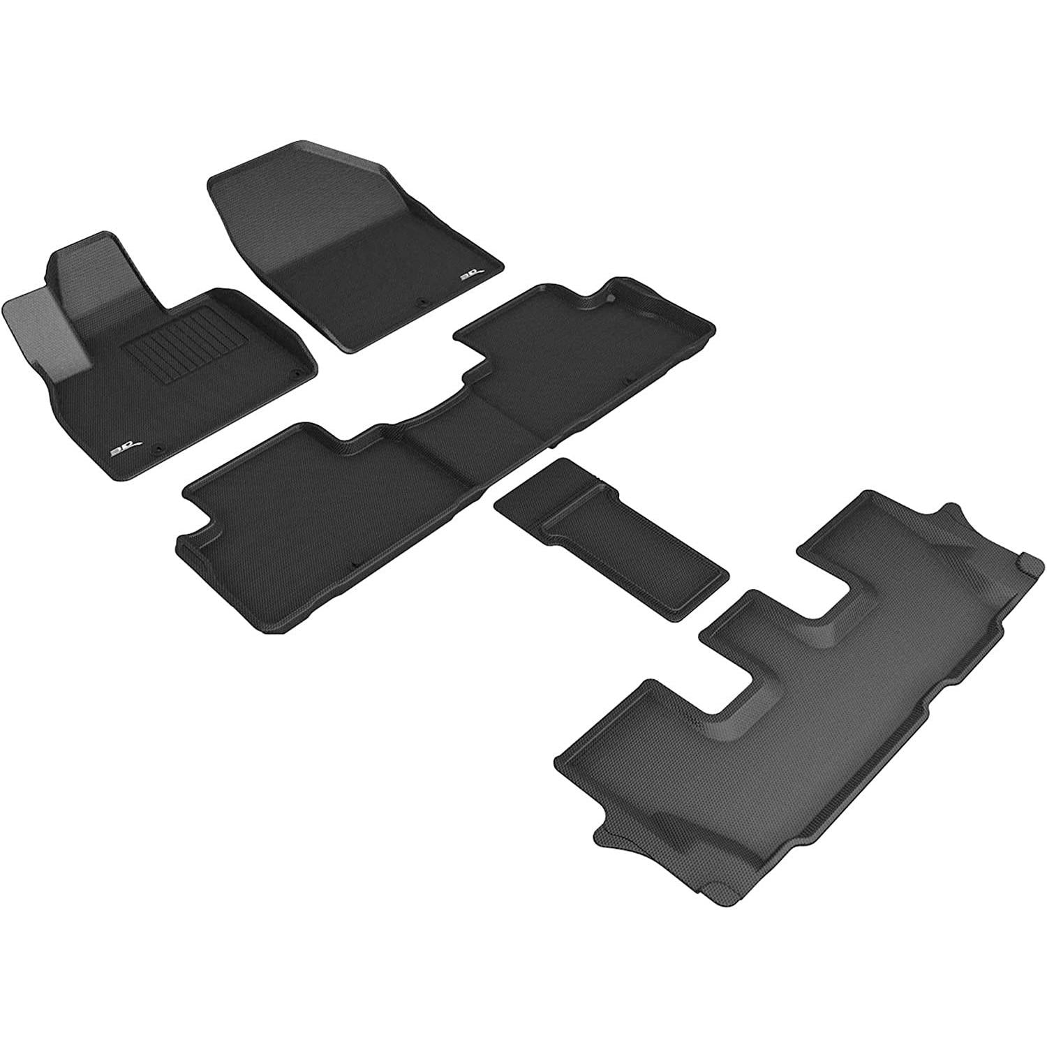 3D MAXpider Custom Fit Kagu Floor Mat (Black) for 2020-2022 KIA Telluride - 1ST Row 2ND Row 3RD Row-SR1 Performance