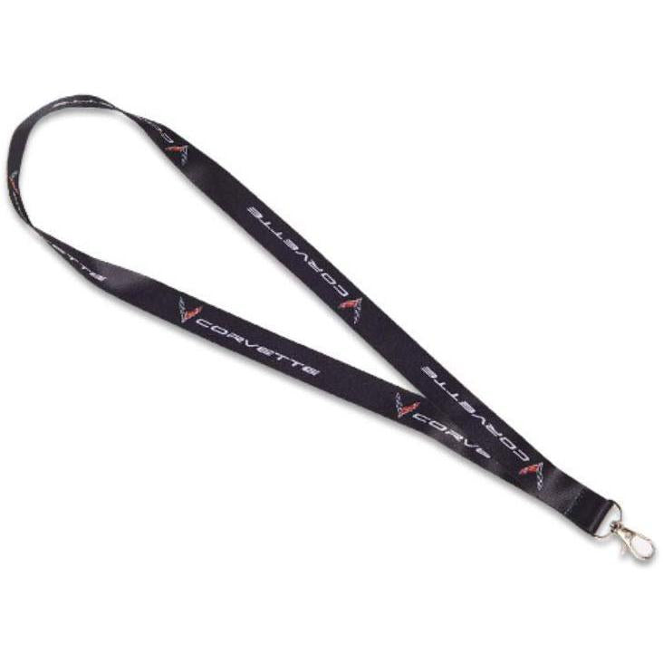 C8 Corvette Next Generation Lanyard - Black with Corvette Script & Corvette Flags-SR1 Performance
