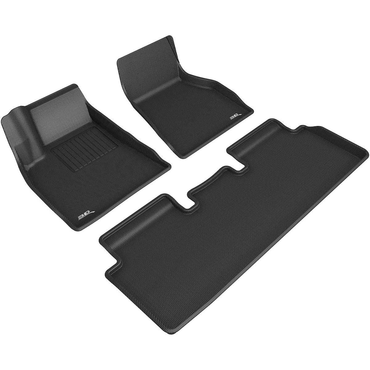 3D MAXpider Custom Fit Kagu Floor Mat (Black) for 2020-2021 Tesla Model S - 1ST Row 2ND Row-SR1 Performance