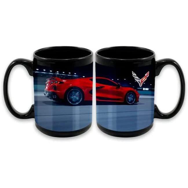 C8 Corvette Coffee Mug 15oz Stoneware Cup with Car - Black-SR1 Performance