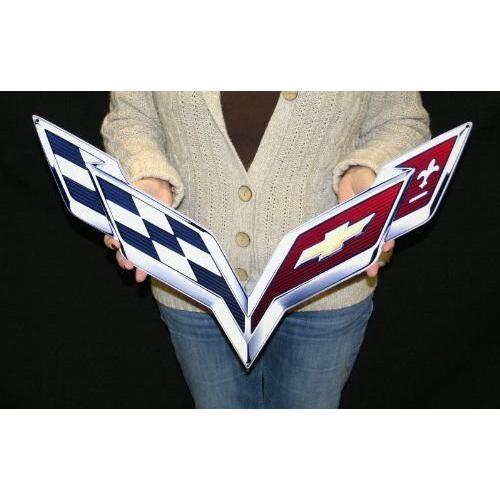 C7 Corvette Emblem Large Metal Wall Sign-SR1 Performance
