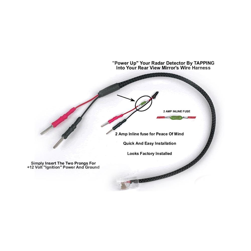 Corvette C5 - MirrorTap .080" Tap, Radar Detector, Power Cord With Inline Fuse, 9" Long : 1997-2004 C5 & Z06-SR1 Performance