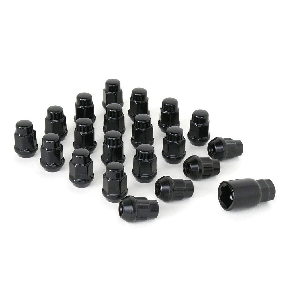 2008-2023 Dodge Challenger Bulge Acorn Lug Nuts & Wheel Lock Set - Black-SR1 Performance