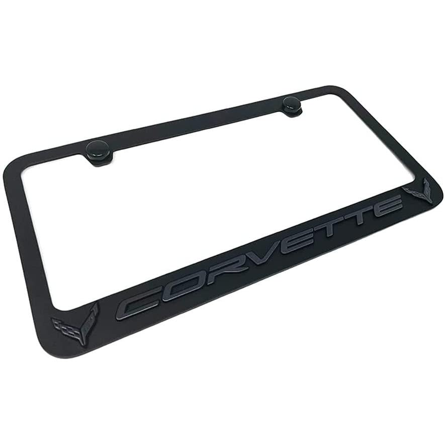 C8 Corvette License Plate Frame - Black with Black Logo-SR1 Performance