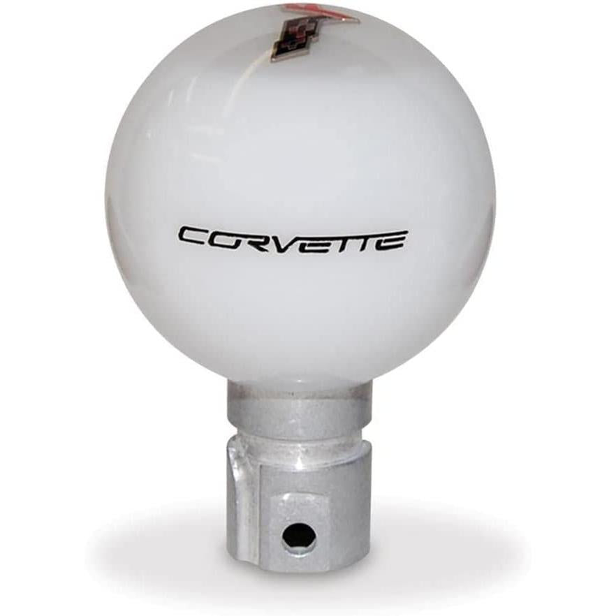 Corvette Script w/ C6 Flags Shift Knob : 2005-2013 C6, Z06, ZR1, Grand Sport-SR1 Performance