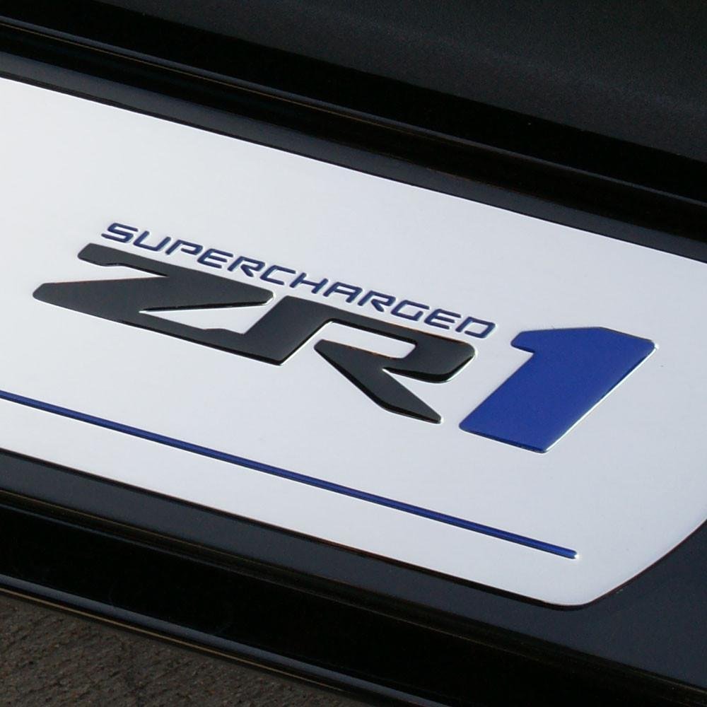 Corvette Door Sill Plates - Billet Chrome with ZR1 Logo :-SR1 Performance