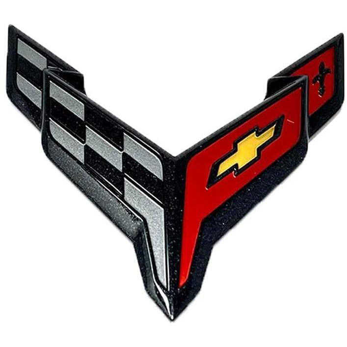 C8 Corvette Next Generation GM Crossed Flags Emblem - Carbon Flash-SR1 Performance