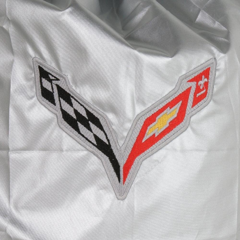 Corvette Intro-Guard Car Cover - Embossed - Indoor/Outdoor - Silver/Red : C7 Stingray, Z51, Z06, Grand Sport-SR1 Performance