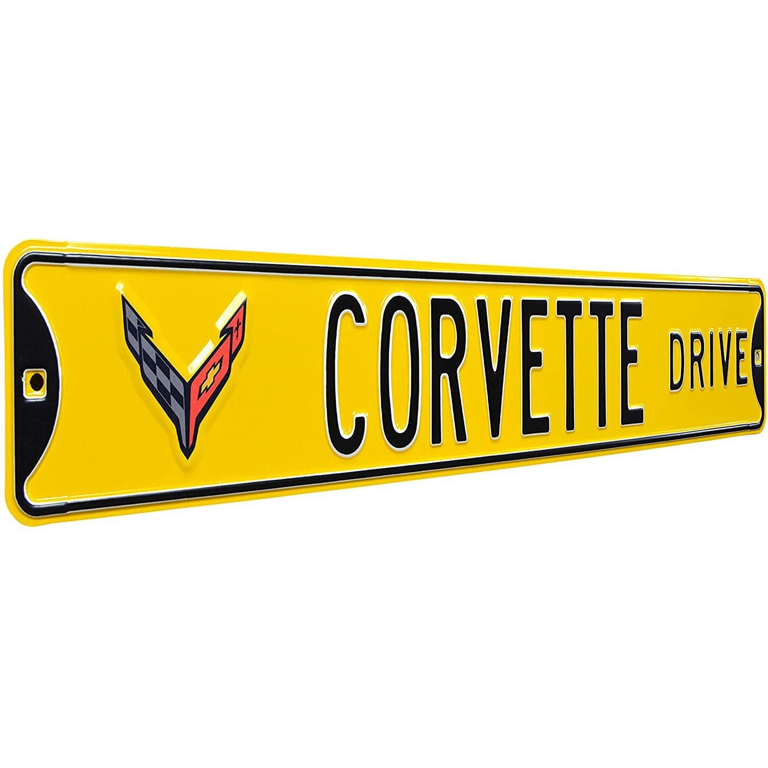 C8 Corvette Drive Metal Road Sign-SR1 Performance