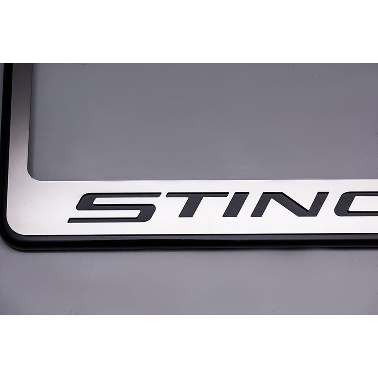 C7 Corvette Stingray License Plate Frame - Chrome w/Stainless Steel Overlay & Carbon Fiber Script-SR1 Performance