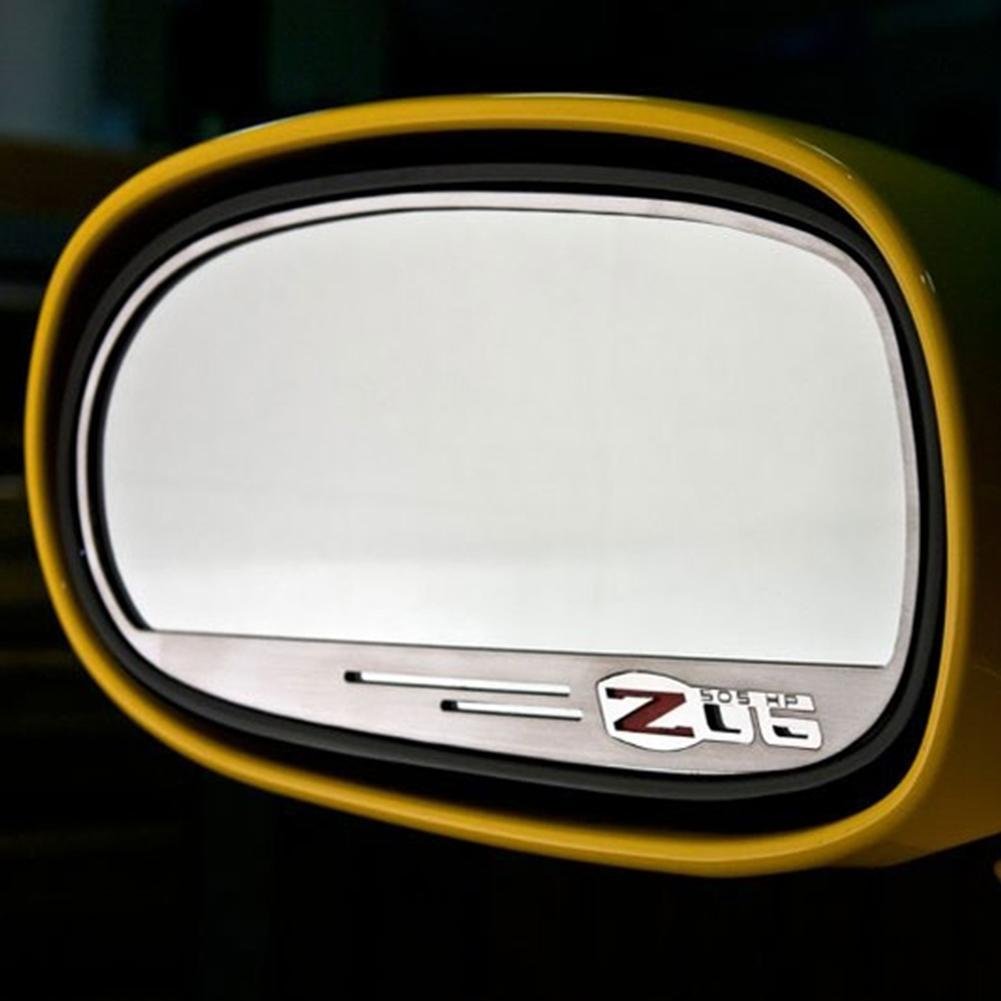 Corvette Sideview Mirror Trim, Pair Stainless Steel Brushed, GM Licensed: 2005-2013 C6 Z06 505HP-SR1 Performance
