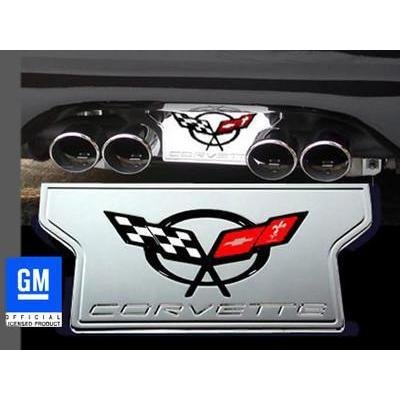 Corvette Exhaust Plate - Billet Chrome with C5 Logo : C5 & Z06-SR1 Performance