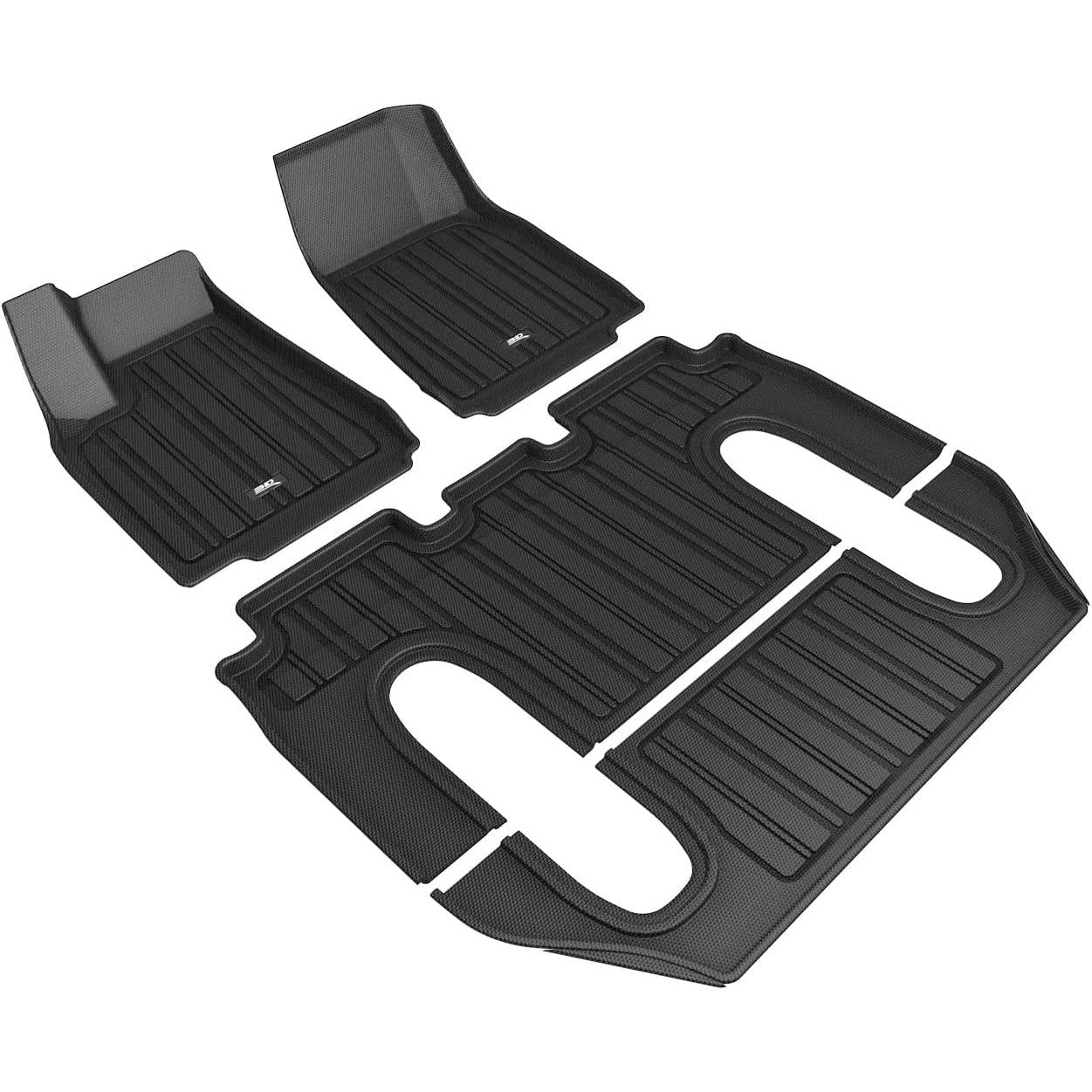 3D MAXpider Custom Fit Floor Liners for Tesla Model X 6-Seat 2016-2020 Elitect Series, Black R1 R2-SR1 Performance