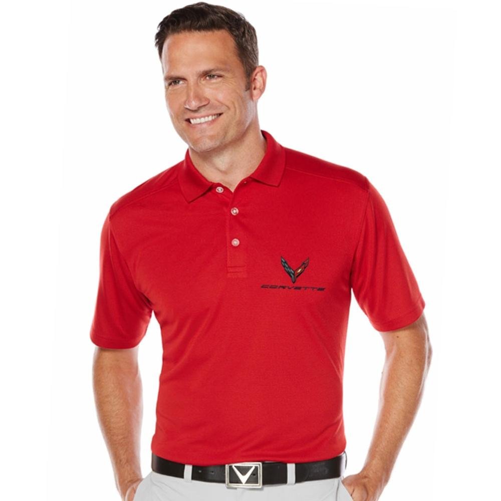 Next Generation C8 Corvette Callaway Dry Core Polo - Mens : Red-SR1 Performance