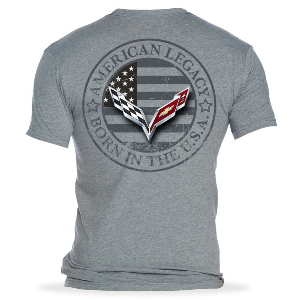 C7 Corvette Born in The USA American Legacy Men's T-Shirt - Heather Gray-SR1 Performance