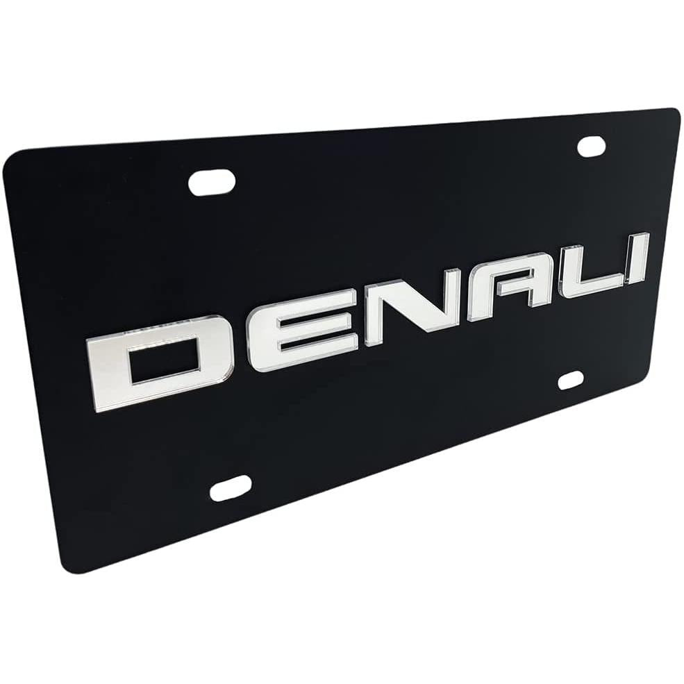 GMC Denali License Plate Carbon Steel Black with Mirror Logo-SR1 Performance