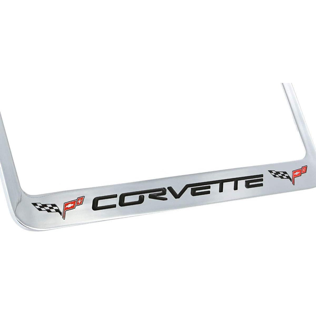 C6 Corvette License Plate Frame - Chrome with Double Logo & Script-SR1 Performance