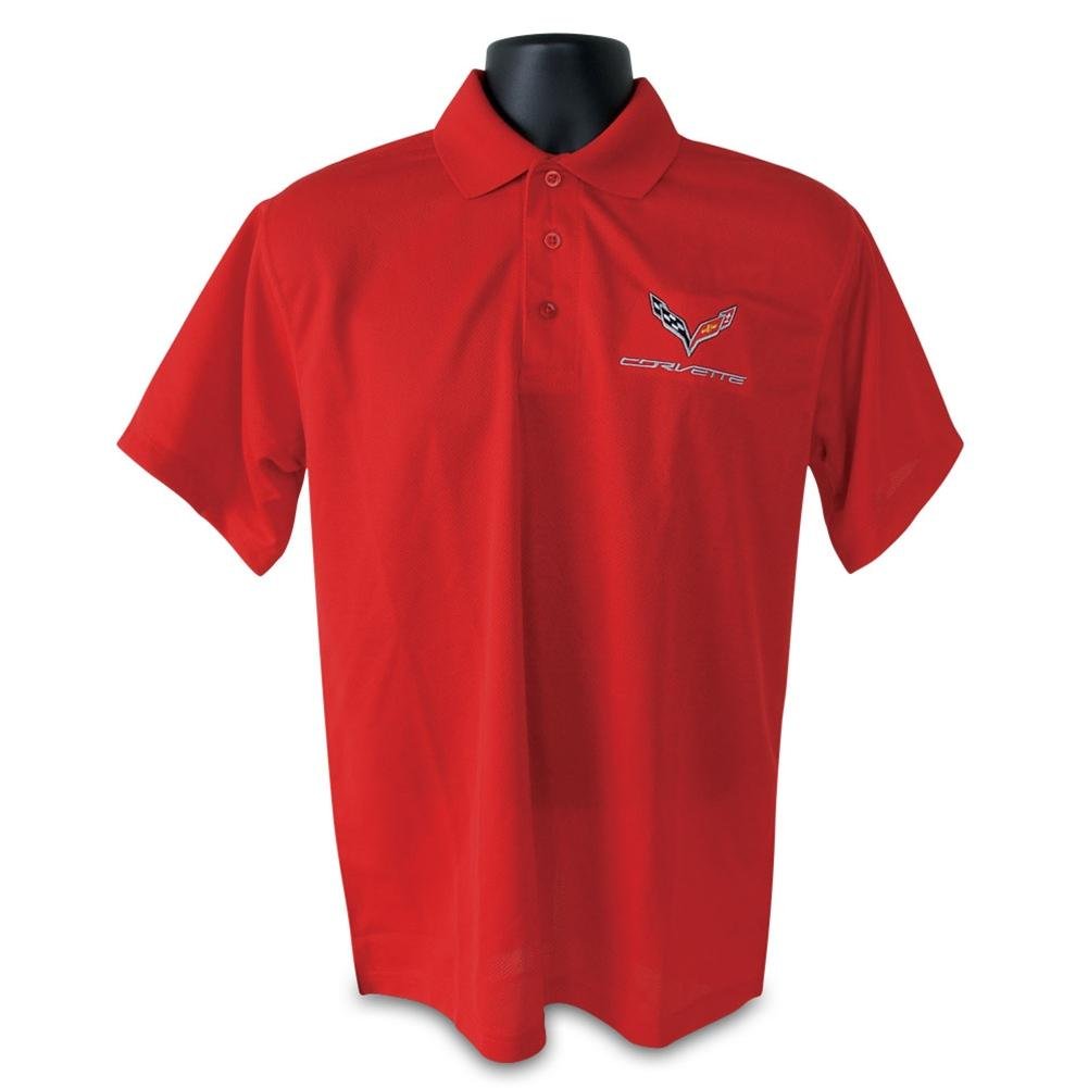 C7 Corvette Polo - Men's Performance Polo : Red-SR1 Performance