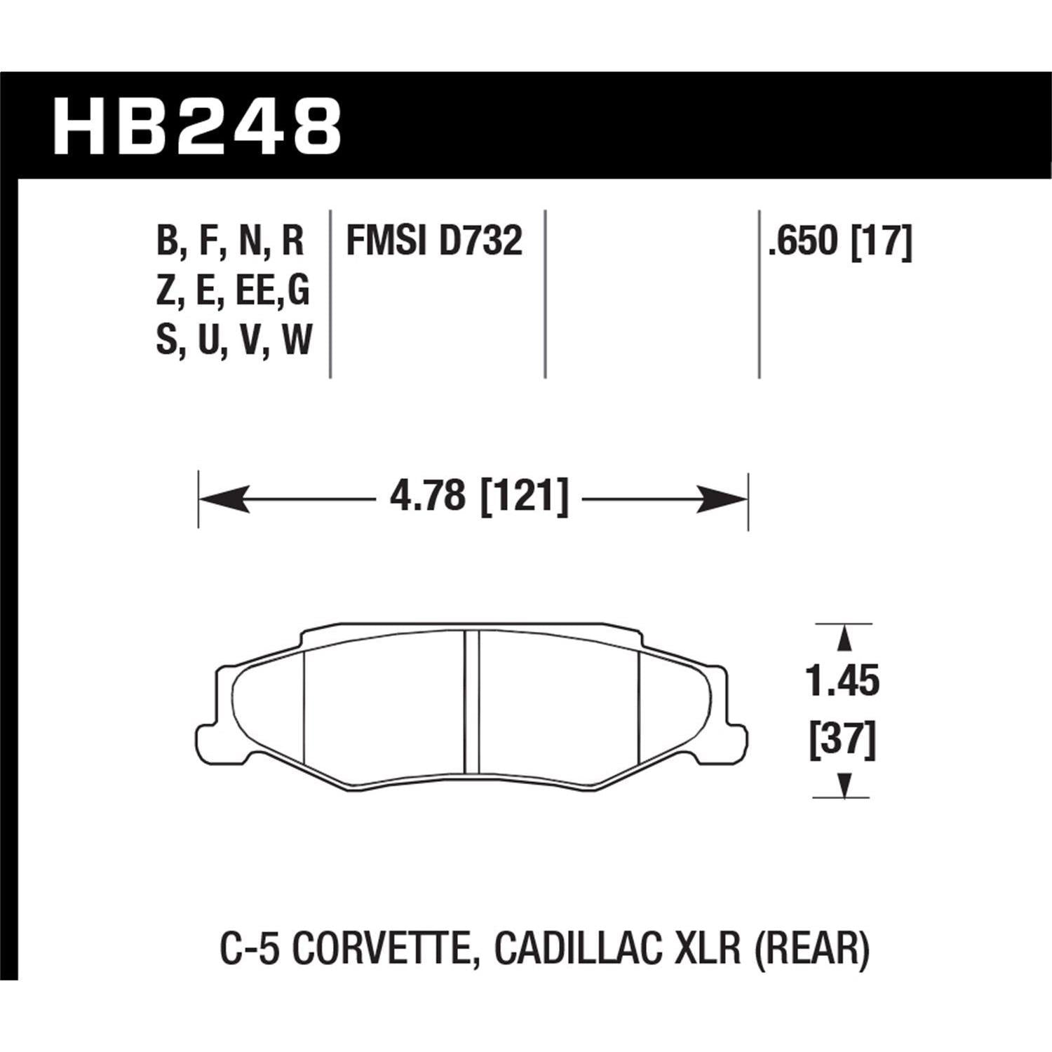 Hawk Performance HB248Z.650 Performance Ceramic Brake Pad-SR1 Performance
