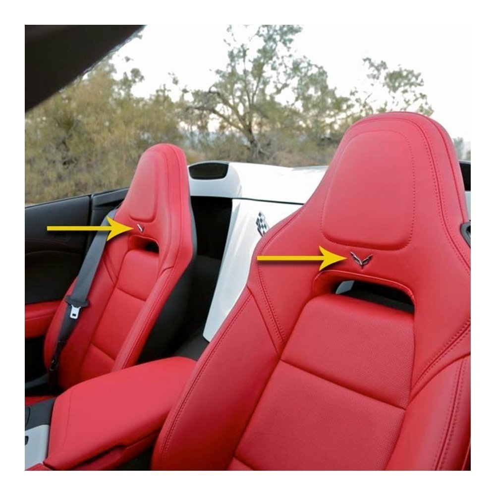C7 Corvette Stingray Crossed Flags Seat Emblem (Pair)-SR1 Performance