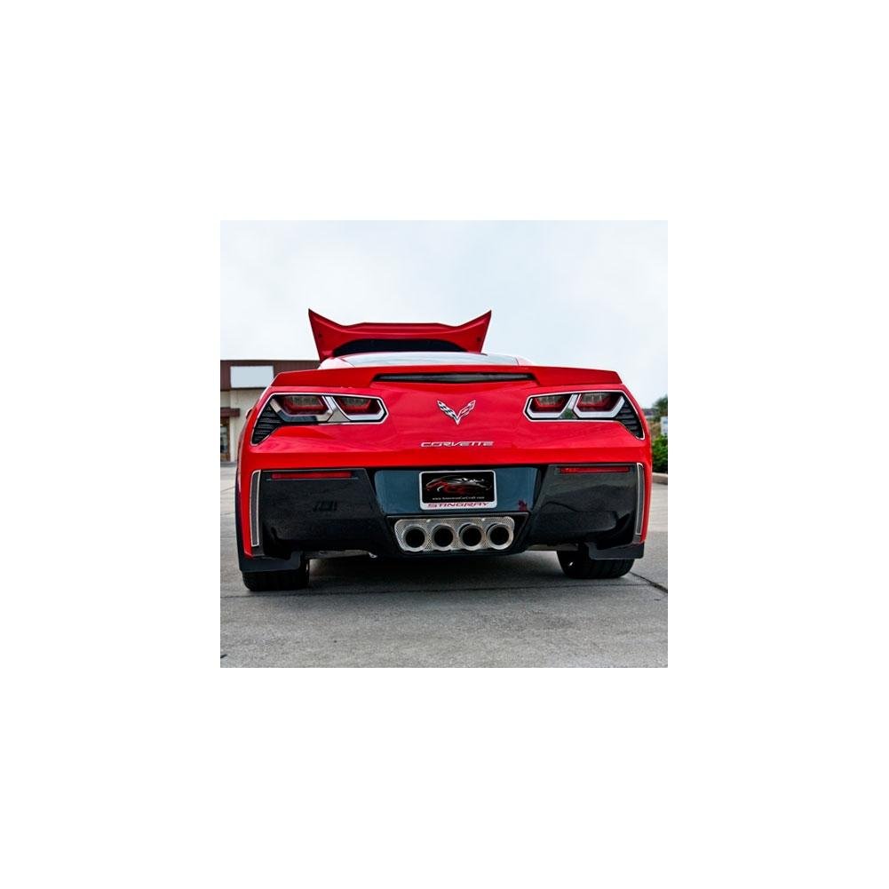 C7 Corvette Stingray Exhaust Filler Panel Perforated Brushed Stainless Steel NPP Exhaust Fits: All 14 through 16 Corvettes With Stock NPP Dual Mode Exhaust-SR1 Performance
