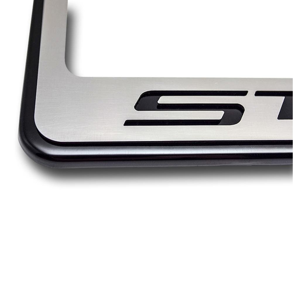 C7 Corvette Stingray License Plate Frame - Chrome w/Stainless Steel Overlay & Carbon Fiber Script-SR1 Performance
