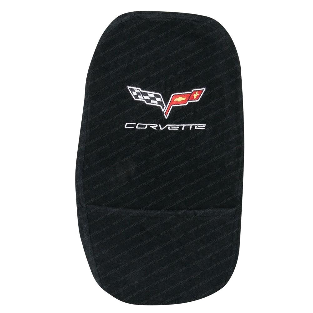 Corvette Center Console Cover - Embroidered Emblem - Seat Armour : 2005-2013 C6, Z06, ZR1, Grand Sport-SR1 Performance