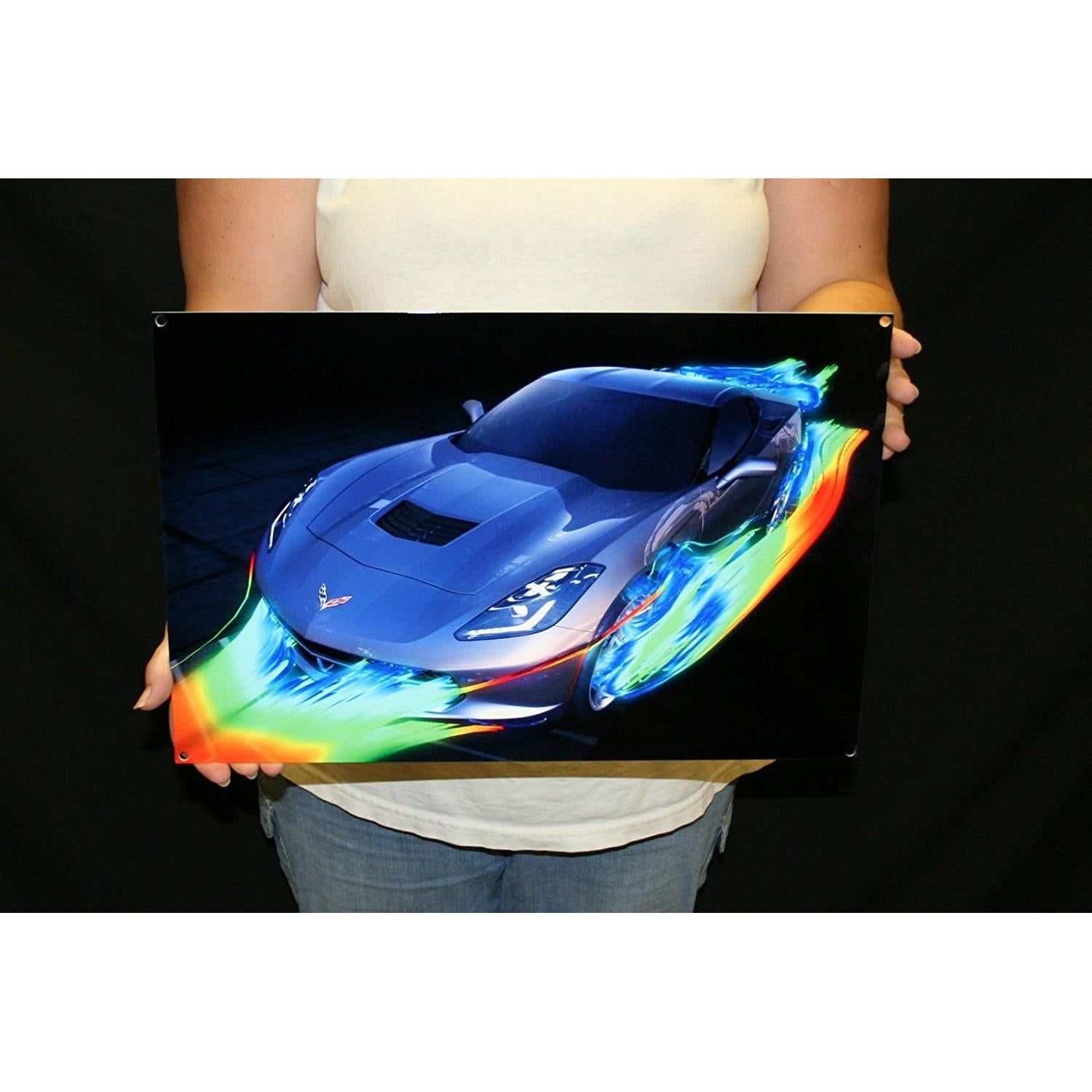 C7 Corvette Gray Wind Tunnel Metal Sign - 18" x 12"-SR1 Performance