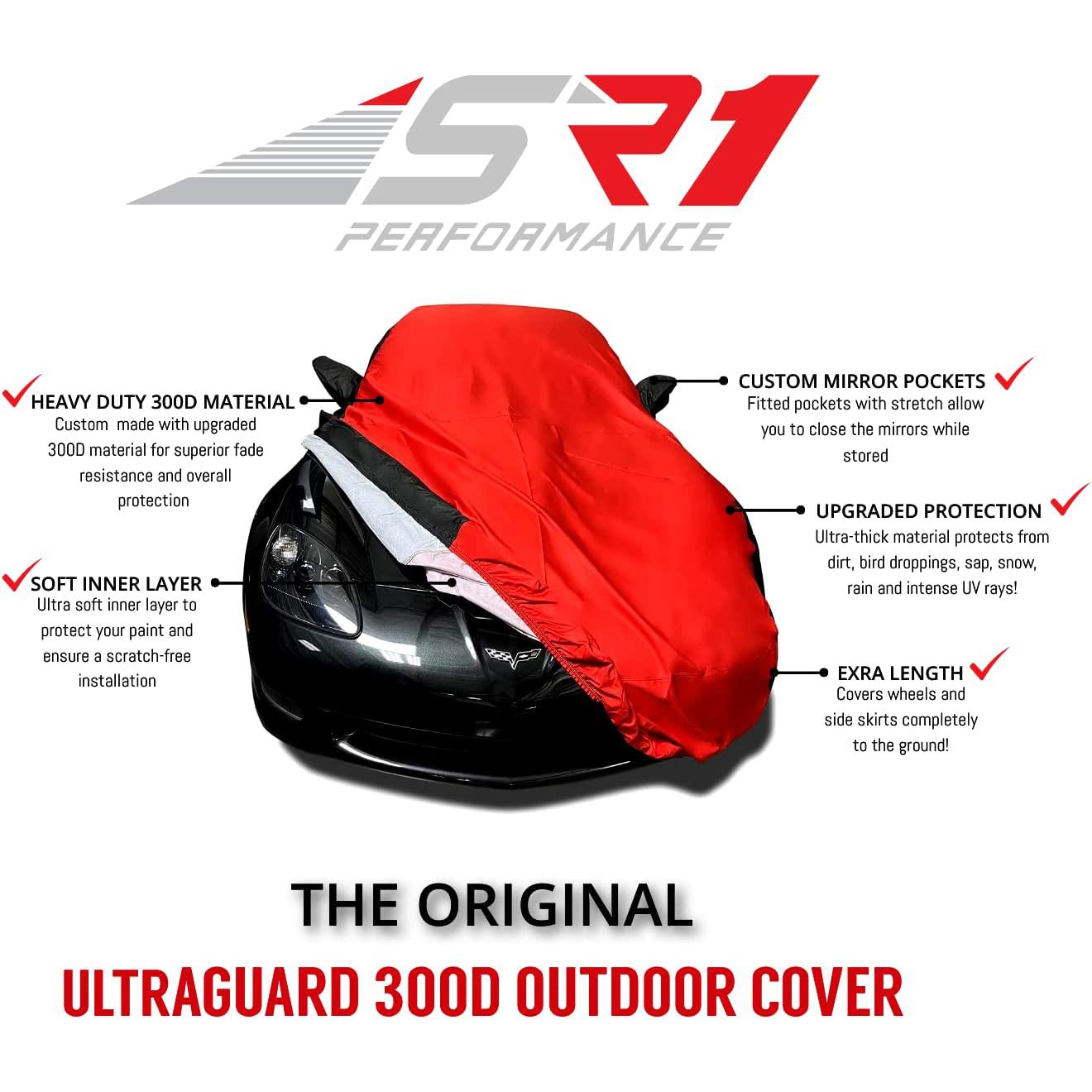 C7 Corvette Ultraguard Plus Car Cover - 300D Indoor/Outdoor Protection - Black with Gray Stripes-SR1 Performance