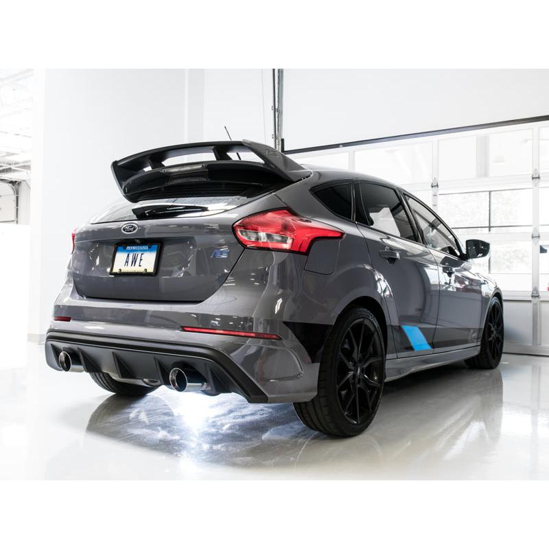 AWE Tuning Ford Focus RS Touring Edition Cat-back Exhaust- Resonated - Chrome Silver Tips