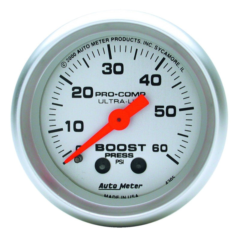 Autometer Ultra-Lite 52mm 60 PSI Mechanical Boost Gauge-SR1 Performance