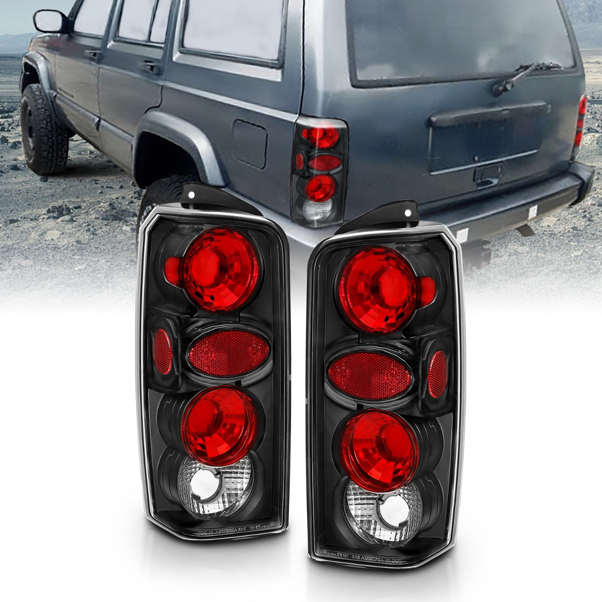 JEEP CHEROKEE 97-01 TAIL LIGHTS BLACK