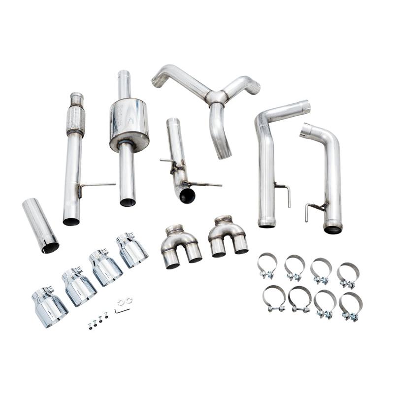 AWE Tuning 4th Gen GM 1500 5.3L 0FG Catback Split Rear Exit (w/ Bumper Cutouts) - Quad Chrome Tips