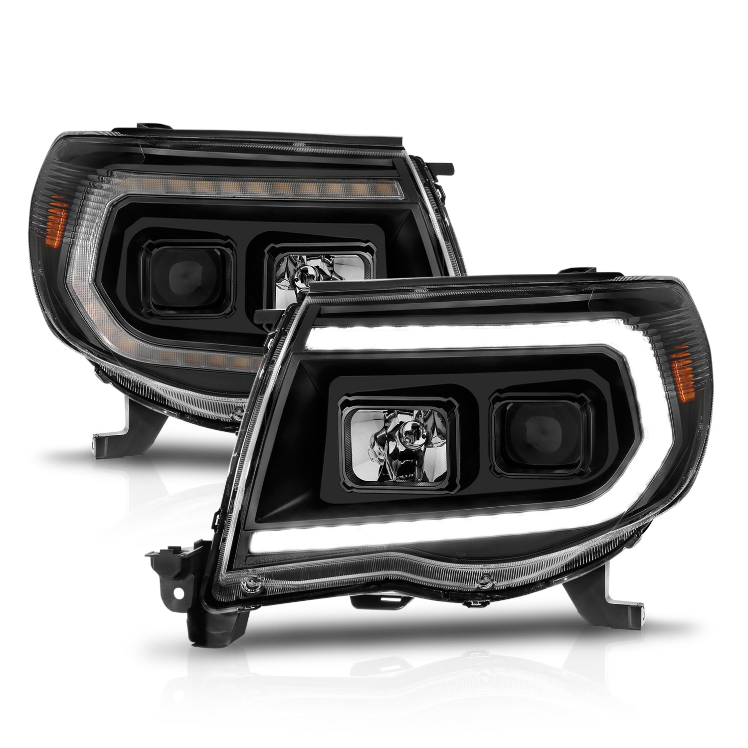 TOYOTA TACOMA 05-11 PROJECTOR LED PLANK STYLE HEADLIGHTS BLACK W/ SEQUENTIAL SIGNAL
