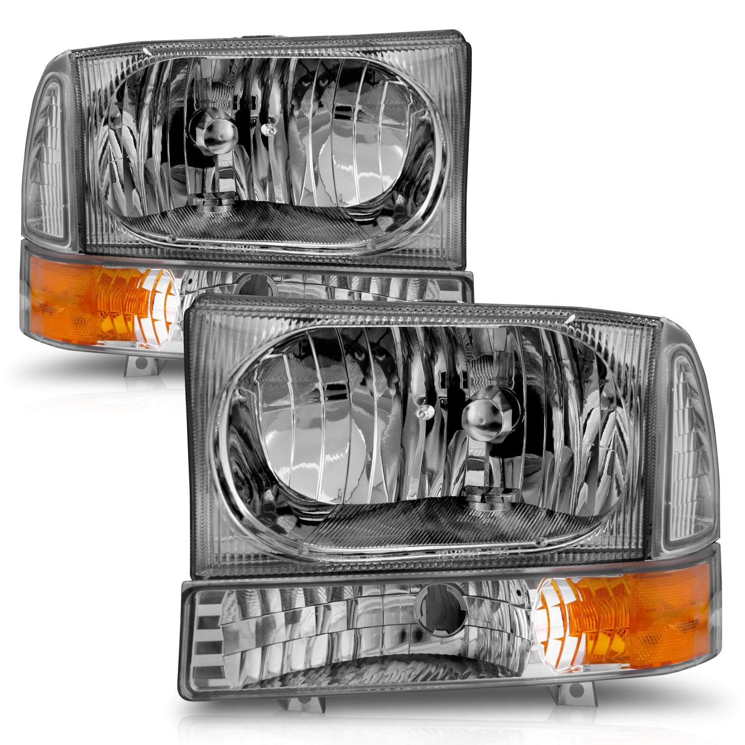 FORD EXCURSION 00-04 / SUPERDUTY 99-04 CRYSTAL HEADLIGHTS CHROME W/ CORNER LIGHTS 2PC